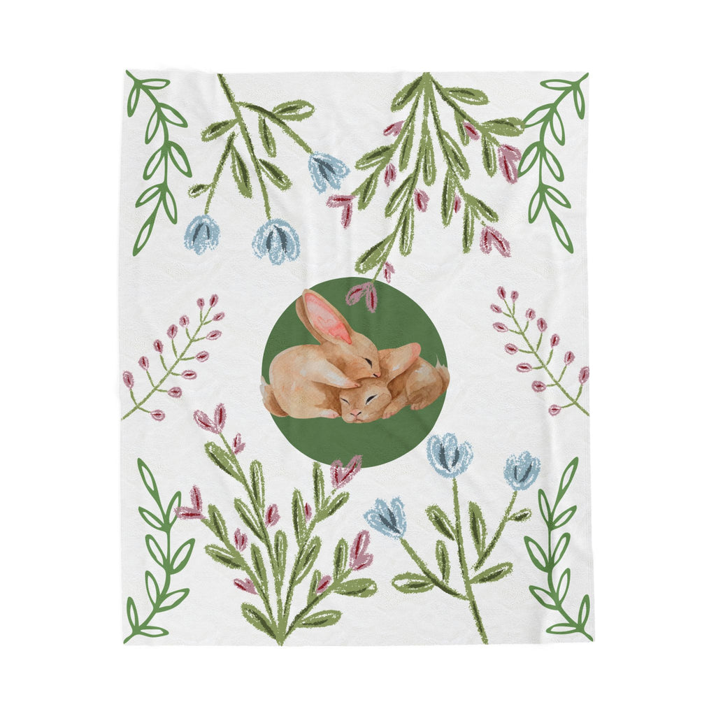 Floral Bunny Plush Blanket