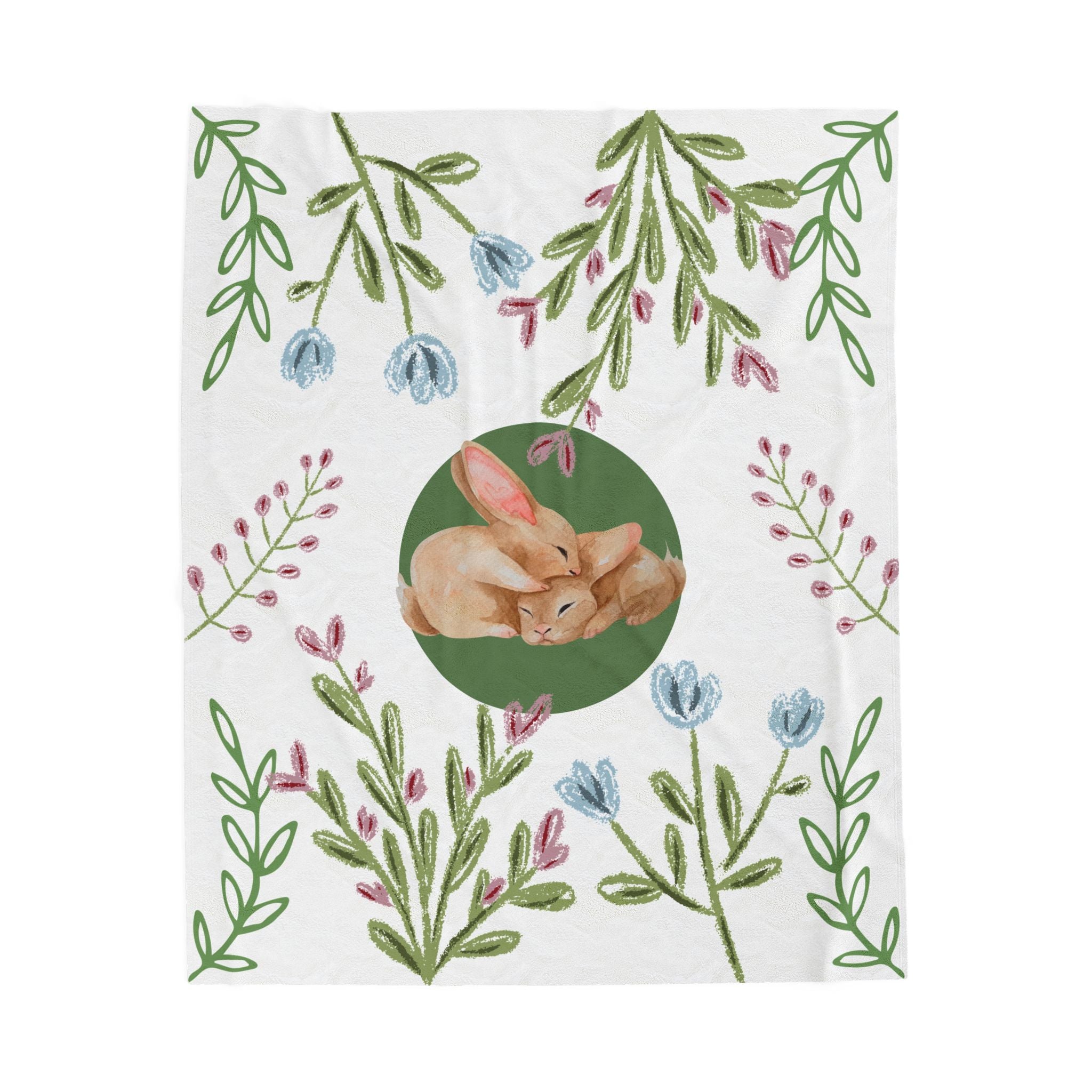 Floral Bunny Plush Blanket
